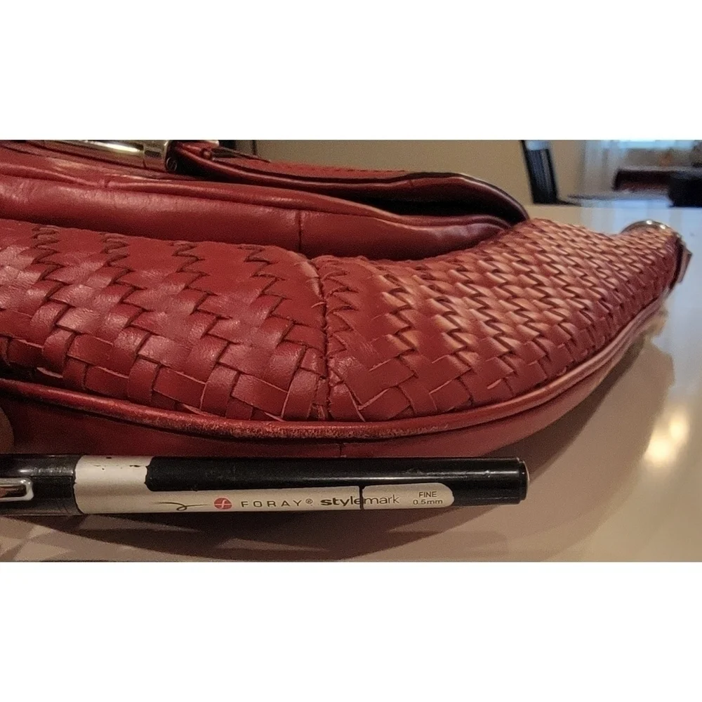Coach Woven Leather Shoulder Bag with Detachable Crossbody Strap